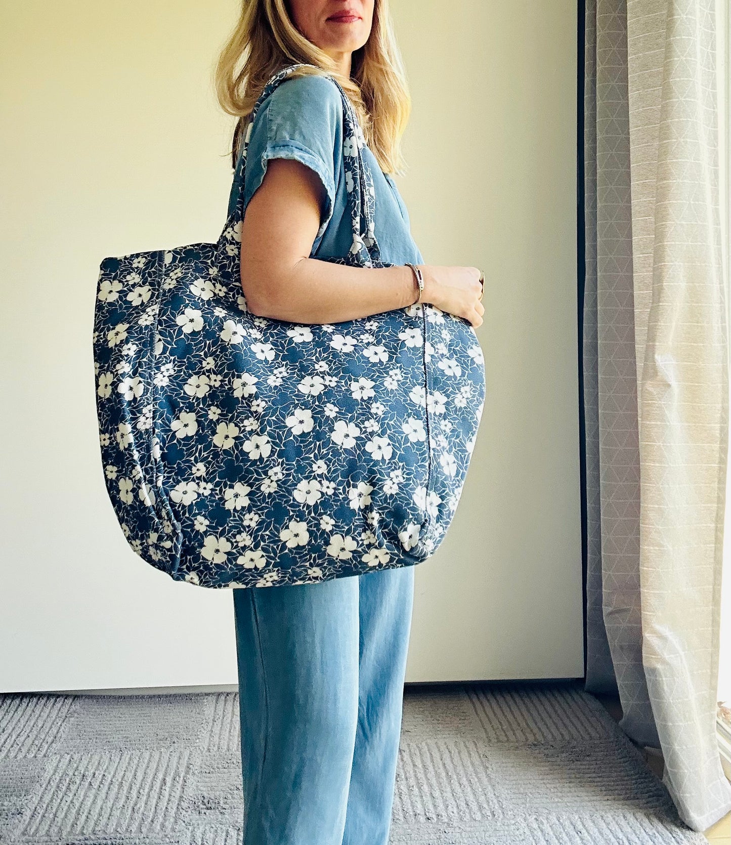 Cabas oversize bleu