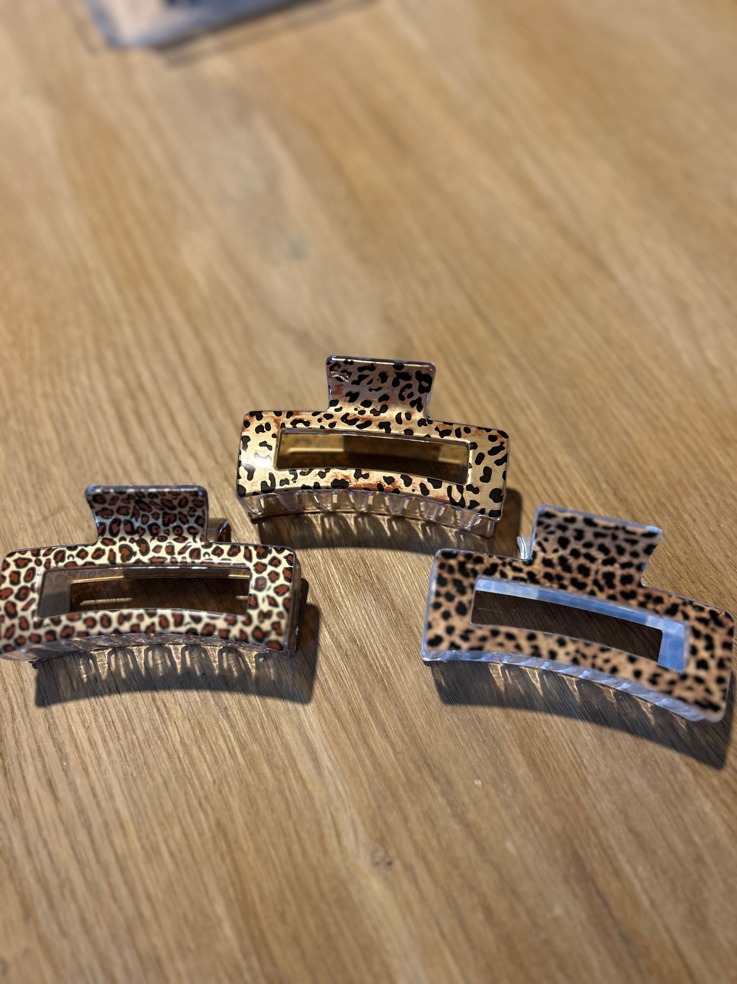 Pince à cheveux petit Léopard beige