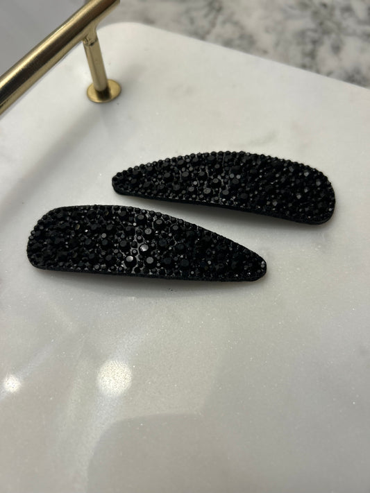 Lot de 2 barrettes à strass noirs